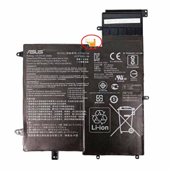 Original 5070mAh Batteri till Asus ZenBook Flip S UX370UA-C4256T - Trykk på bildet for å lukke