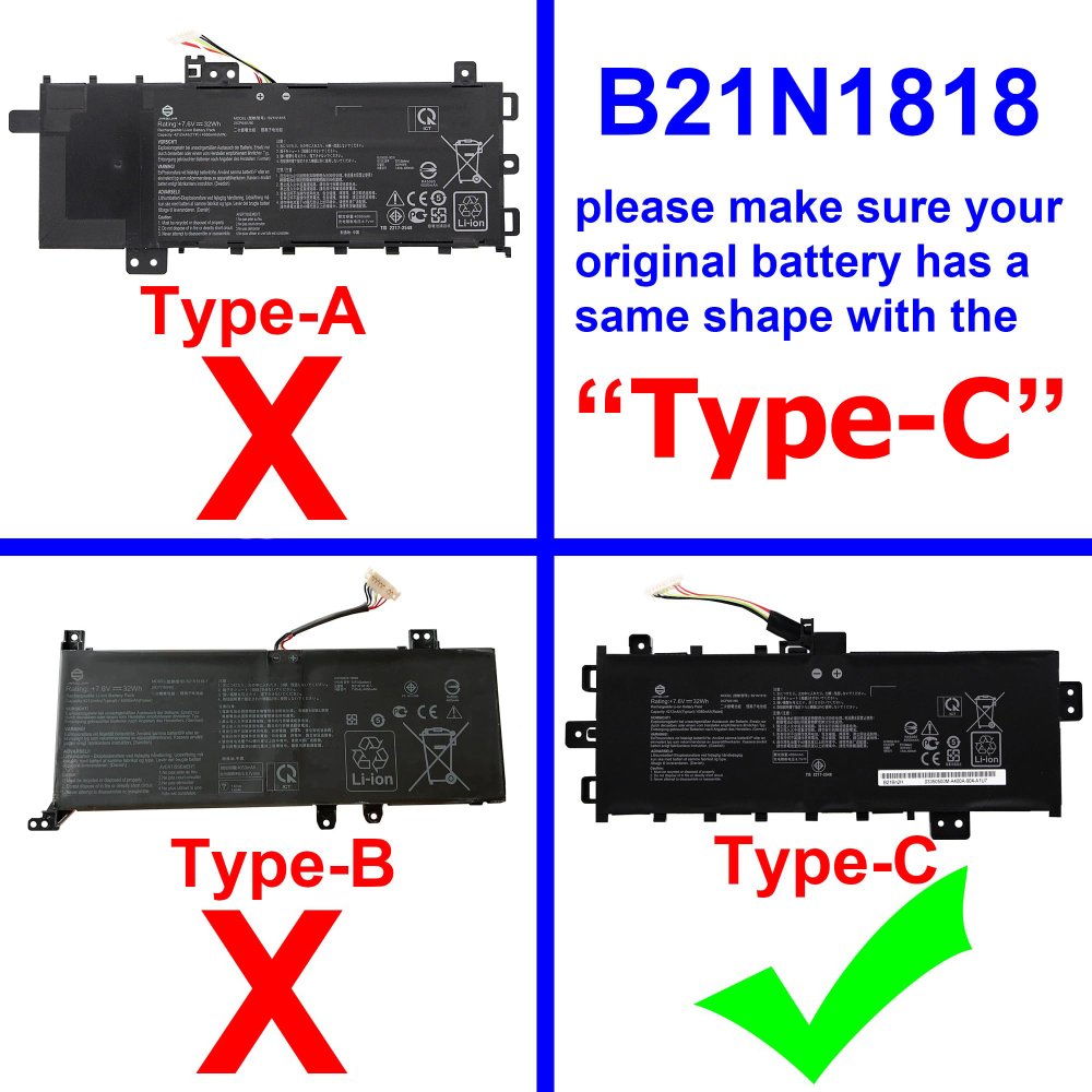 32Wh Batteri till Asus VivoBook 17 X712JA-AU058T 90NB0SZ1-M03750