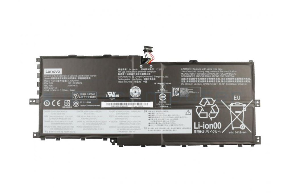 3520mAh 54Wh 4 Celle Lenovo ThinkPad X1 Yoga 2018 20LD000SCD Batteri