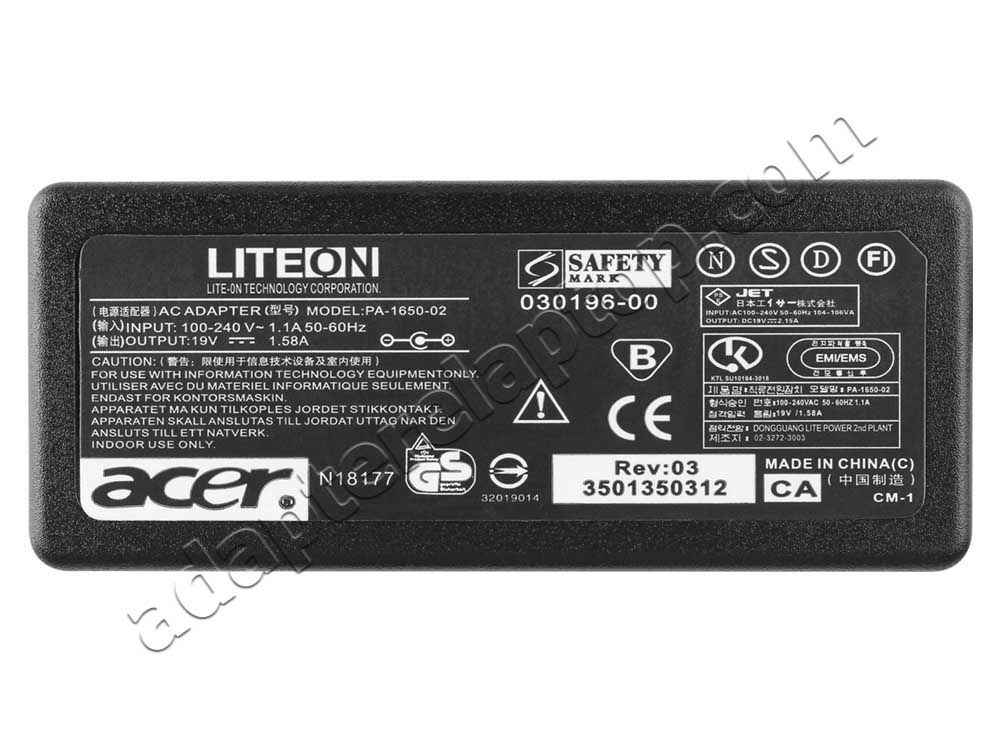30W Acer Aspire One 722-BZ608 722-C52bb 722-C62kk Notebook AC Adapter Lader
