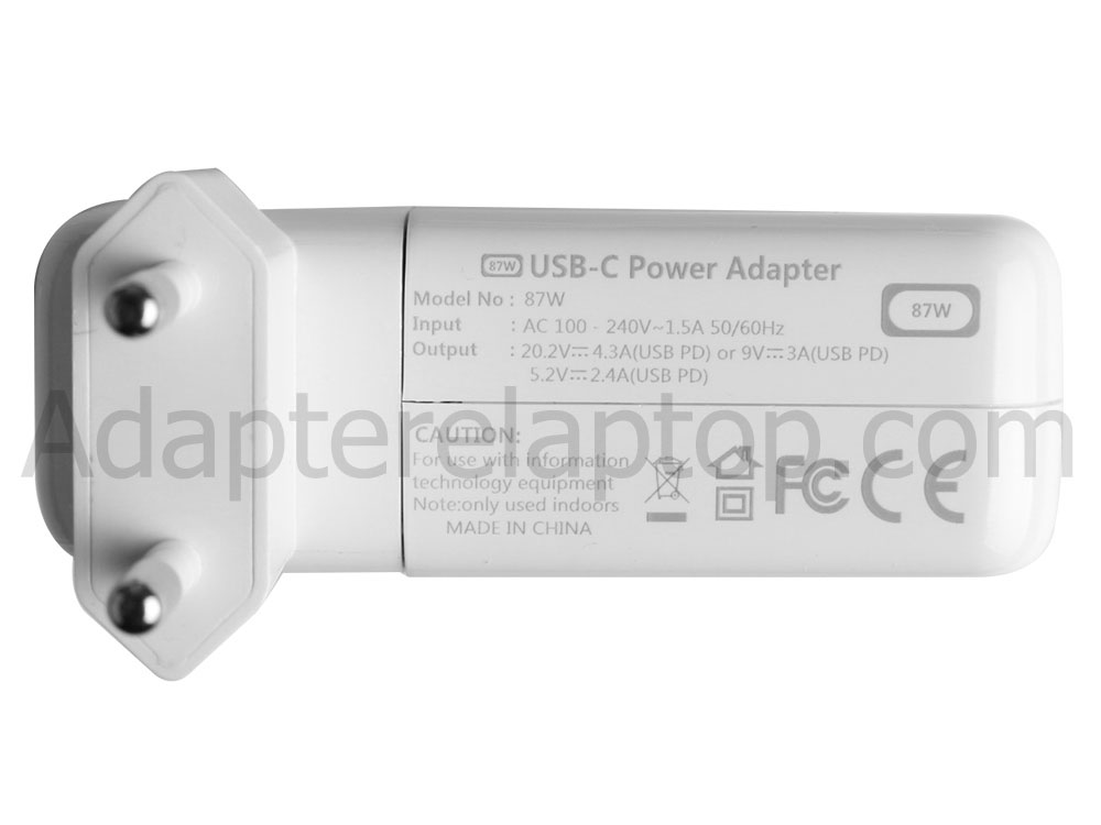 AC Adapter Lader 87W USB-C Apple MacBook Pro MLW82X/A + Gratis USB Ladekabel