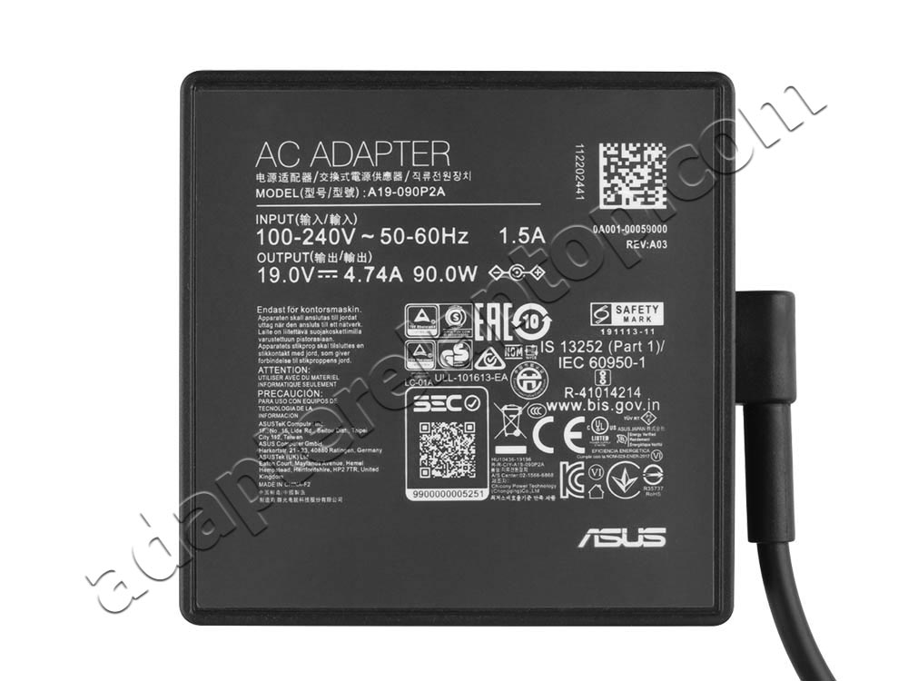 Original 90W Asus A19-090P2A(5.5mm*2.5mm) AC Adapter Lader + kabel