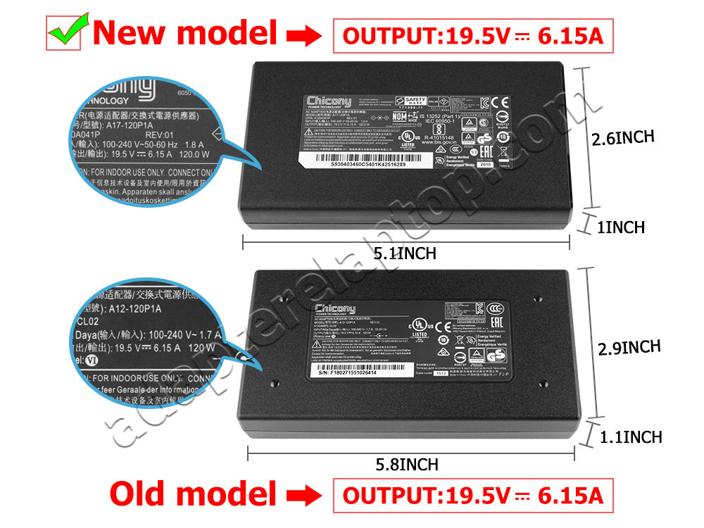 Original 120W MSI GP60 2PE-421XES AC Adapter Lader + Gratis kabel