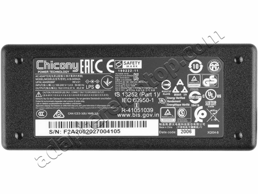 Original 45W Toshiba dynaEdge DE-100-10F AC Adapter Lader + kabel