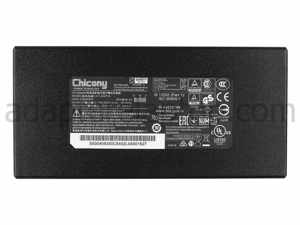 Original 230W Sager NP8372 NP8370 AC Adapter Lader