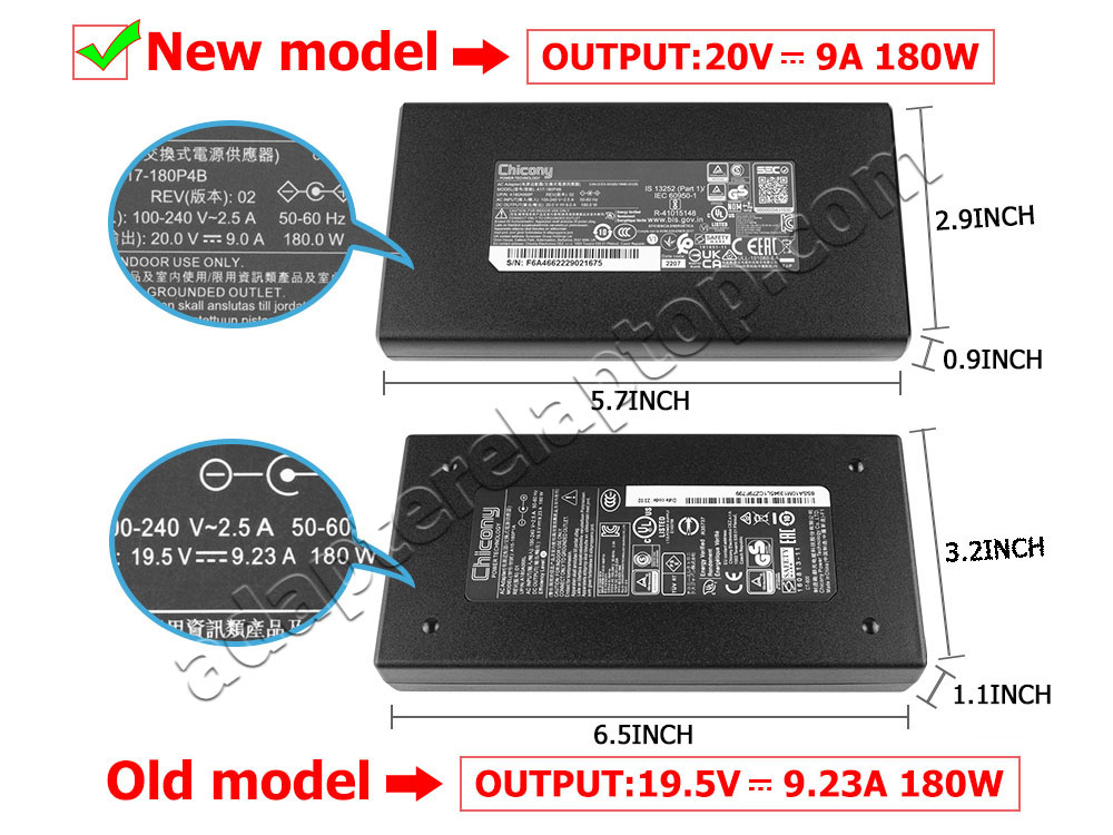 Original 180W MSI GF72 8RE-016ES AC Adapter Lader + Gratis kabel