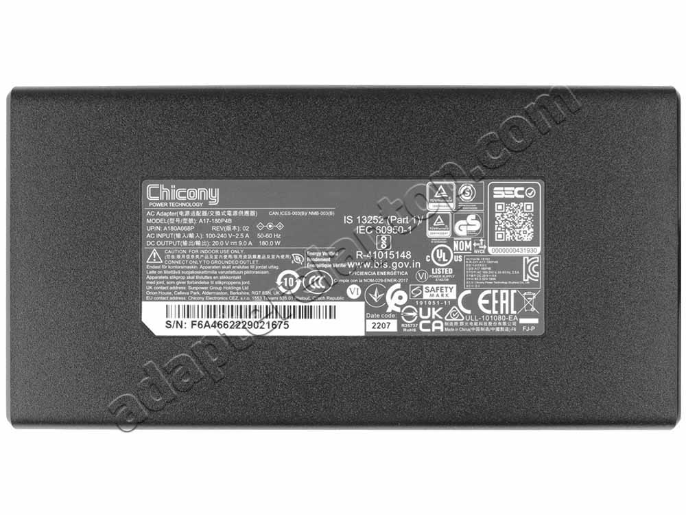 Original 180W MSI GF72 8RE-016ES AC Adapter Lader + Gratis kabel