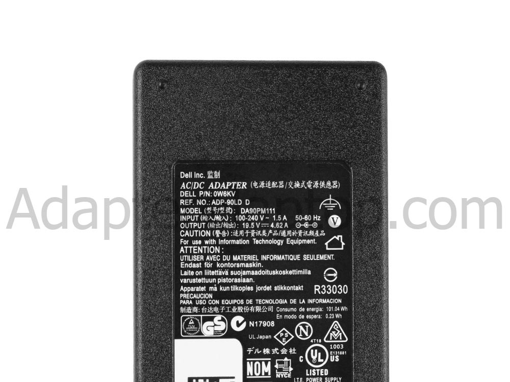 Original 90W Dell Inspiron 7706 2n1 P98F P98F001 AC Adapter Lader