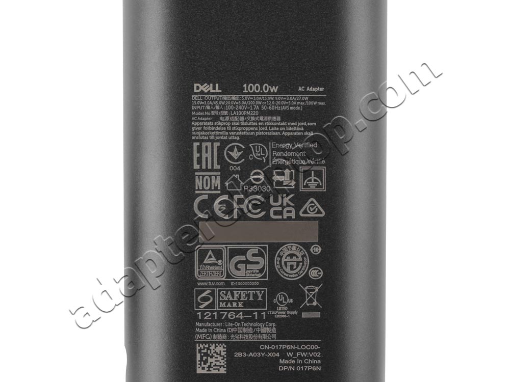 Original 100W USB-C Dell Inspiron 16 Plus 7640 P132F P132F001 AC Adapter Lader + kabel