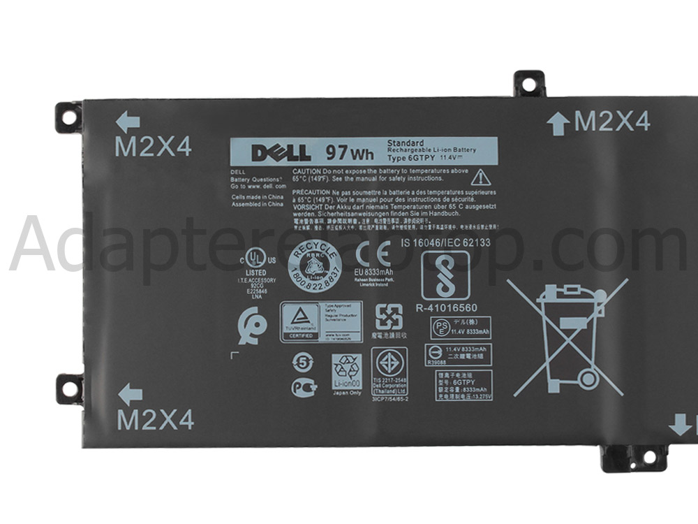 97Wh 6 Celle Dell CP6DF Batteri