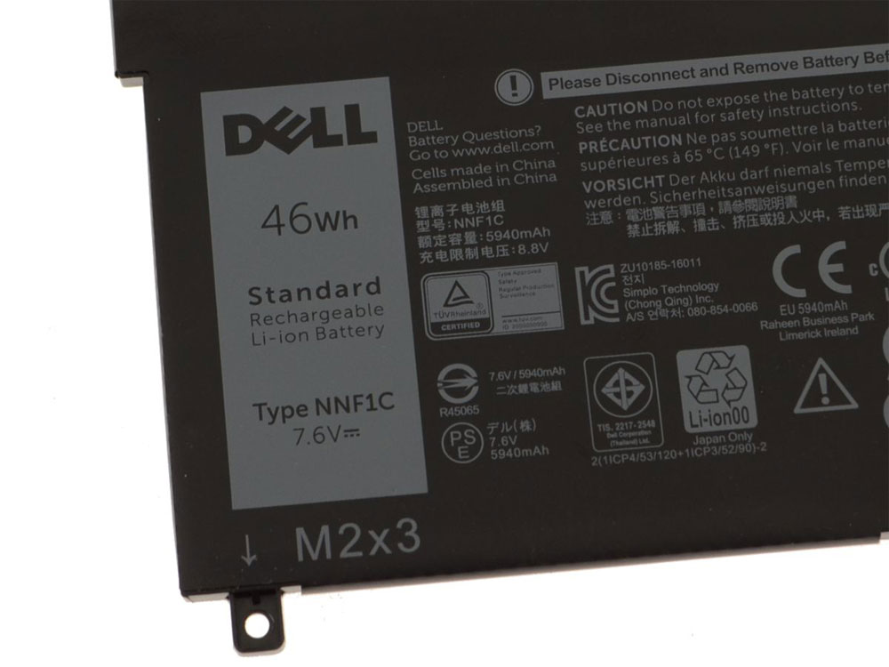 46Wh 4 Celle Dell XPS 13 9365-7418BLK-PUS Batteri