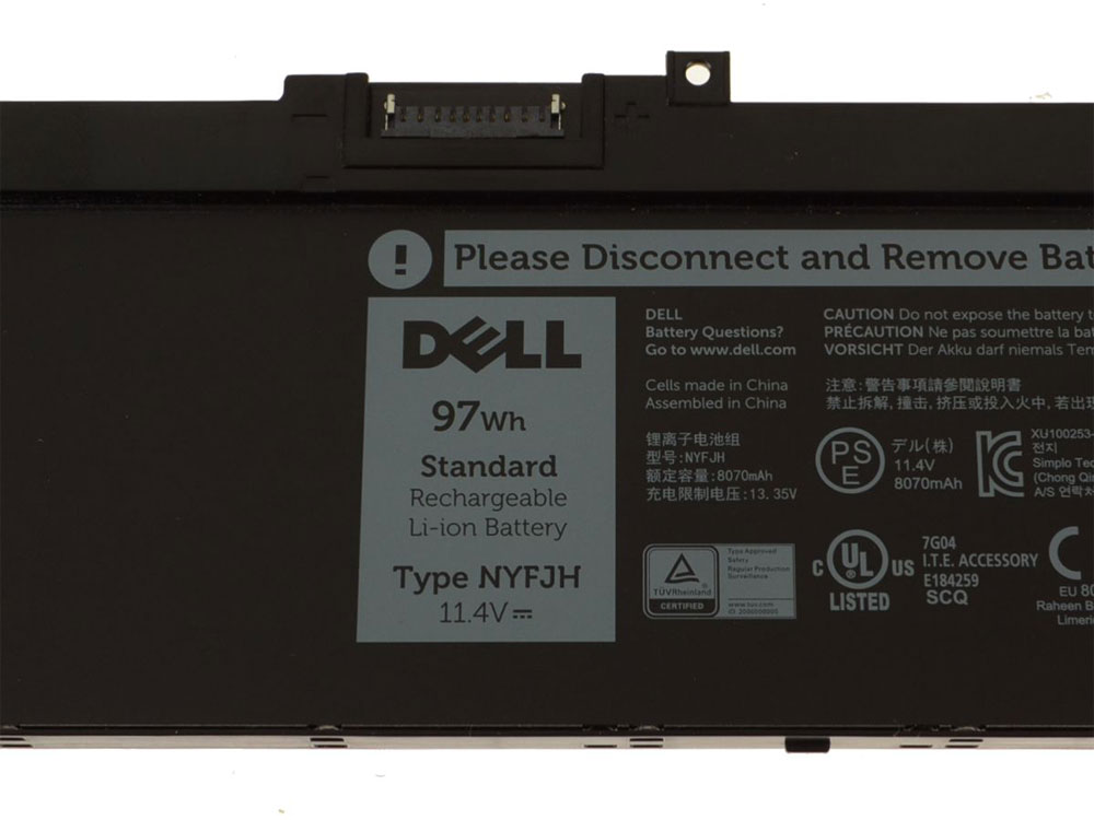 97Wh 6 Celle Dell 0VRX0J 0WMRC77I Batteri