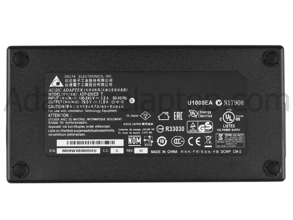 230W Slim MSI GT62VR 7RE-249CA AC Adapter Lader