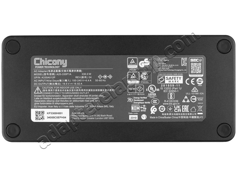 330W Acer Predator Helios Neo 16 PHN16-71 AC Adapter Lader + kabel