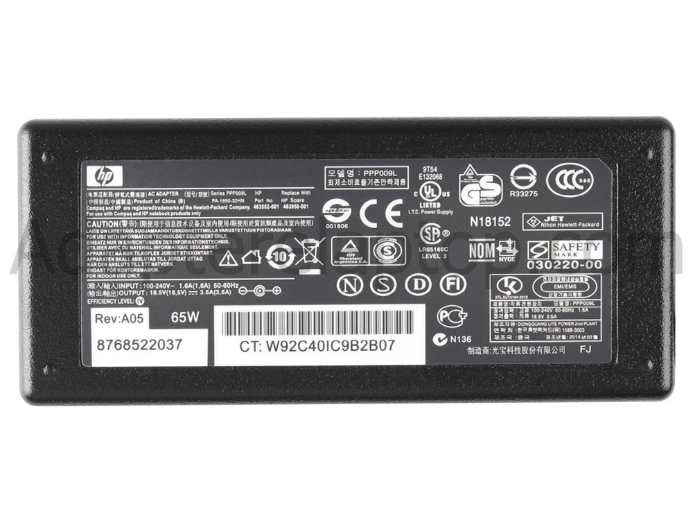 Original 65W HP Compaq 6531s 6535b 6535s 6710b 6710s AC Adapter Lader