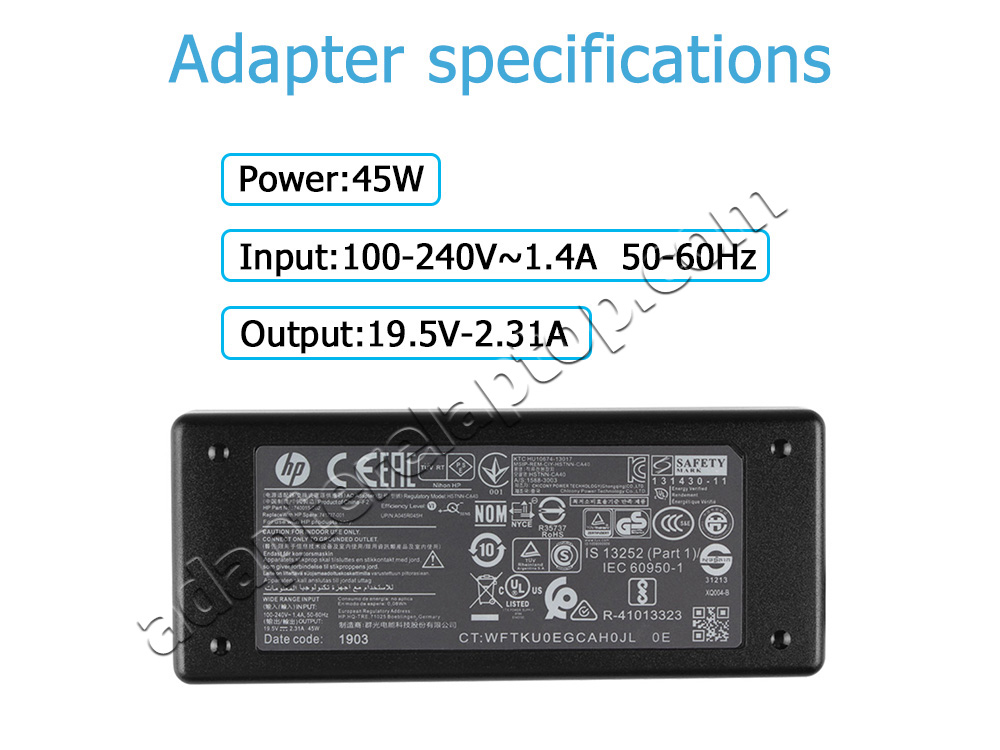 Original 45W HP ProBook 440 G3 AC Adapter Lader