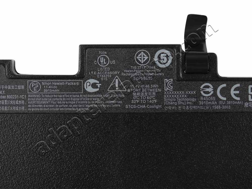 3820mAh 46Wh 3 Celle HP EliteBook 850 G3 Batteri