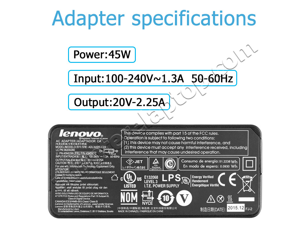Original 45W Chicony ADLX45NCC3A 36200247 AC Adapter Lader