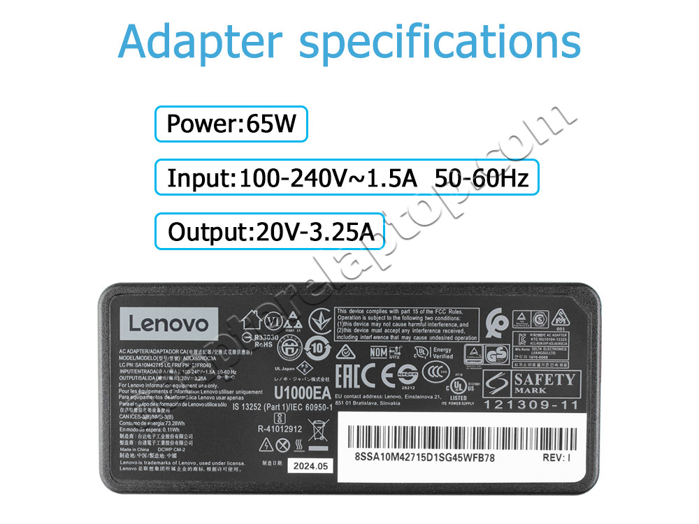 Original 65W Lenovo IdeaPad 320-15IKB 80XL000FUS AC Adapter Lader