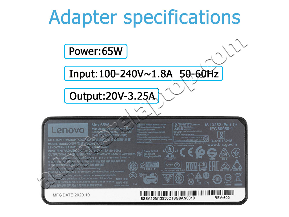 65W USB-C Lenovo ThinkPad L14 Gen 2 20X5 AC Adapter Lader