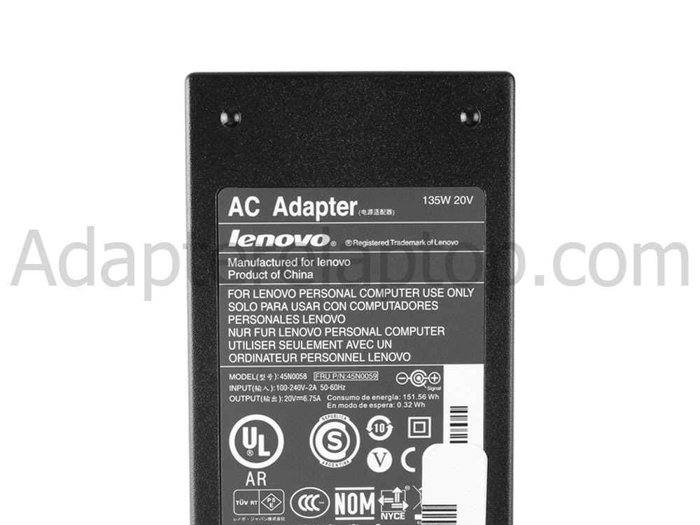 Original 135W AC Adapter Lader Lenovo Thinkpad W510 4319-65U