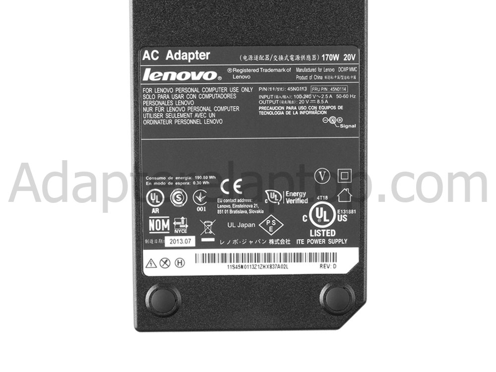 Original 170W AC Adapter Lader Lenovo ThinkPad W530 2438-5HU