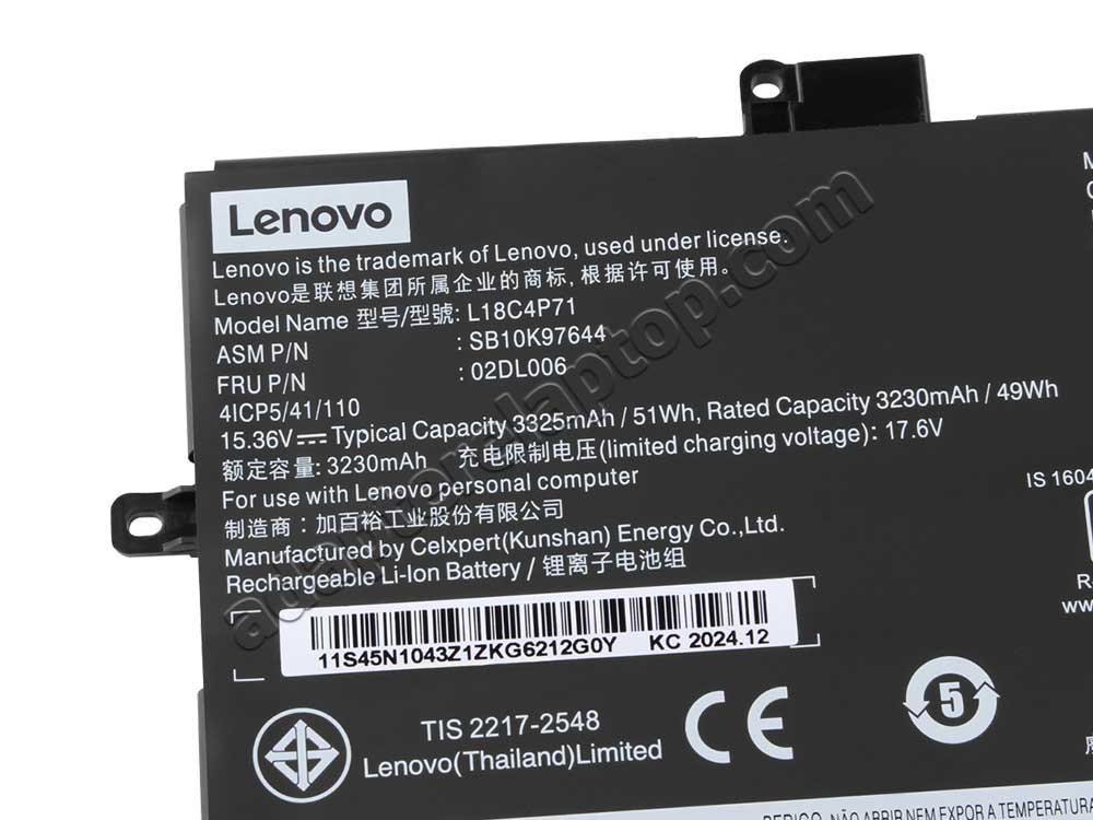 3312mAh Batteri till Lenovo ThinkPad X1 Carbon 8th Gen 20U9003BGE