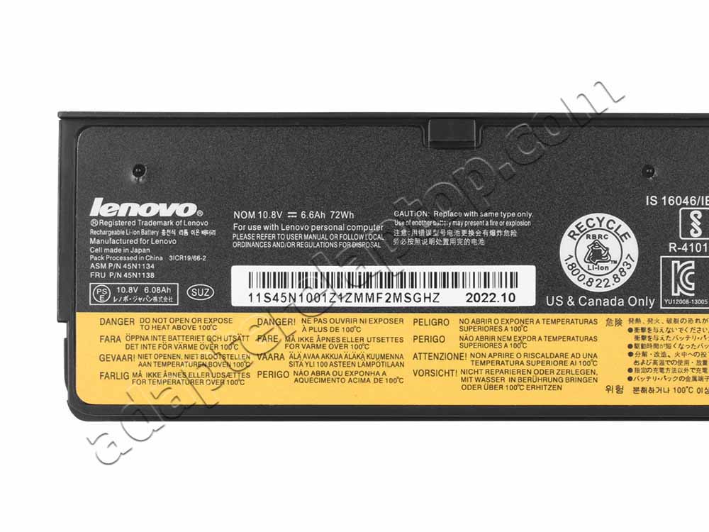 Original 6600mAh 72Wh 6 Celle Lenovo ThinkPad X260 20F6A09KCD Batteri