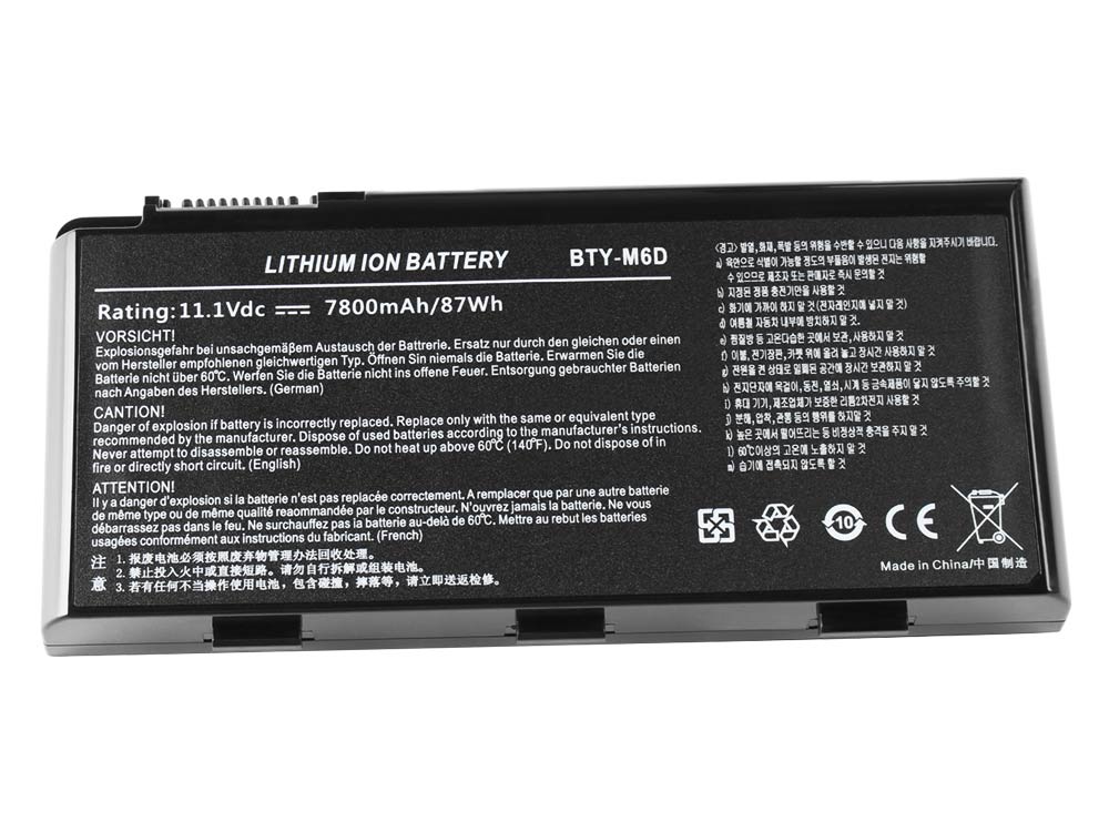 7800mAh 87Wh 9 Celle Batteri Medion Erazer X6812 MD 98460 MD98460