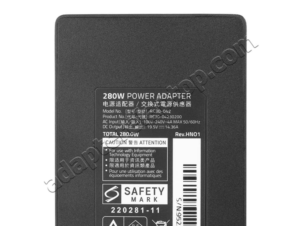 Original 280W Razer Blade 17"(2022) RZ09-0423E AC GaN Power Adapter Lader + kabel