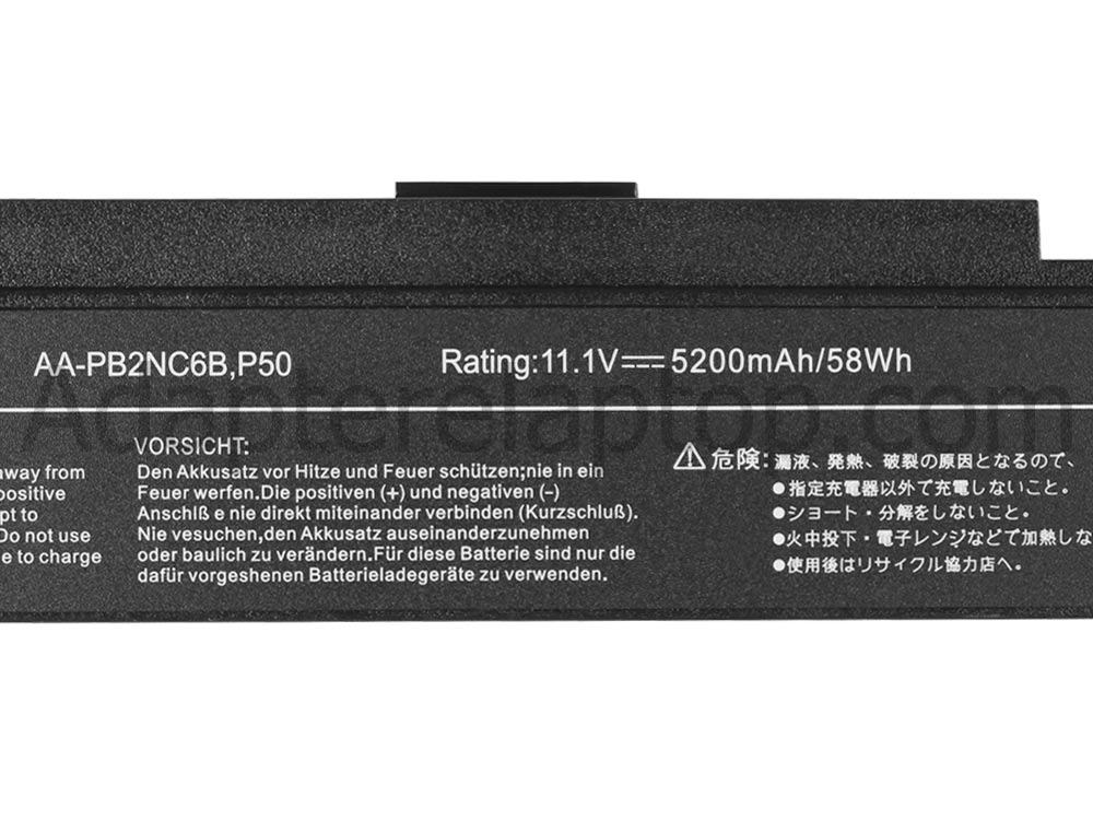 5200mAh 58Wh 6 Celle Batteri for Samsung 550p4c
