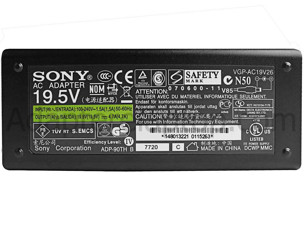 Original 19.5V 4.7A 90W Sony W705B AC Adapter Lader
